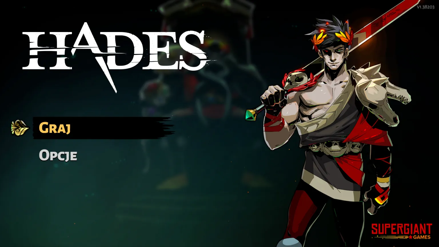 Ekran startowy gry Hades.
