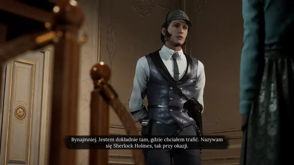 Sherlock Holmes Chapter One — główny bohater w eleganckim pokoju. 