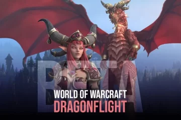 World of Warcraft Dragonflight — smok i postać wraz z tytułem felietonu