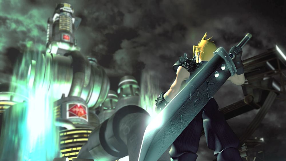 Final Fantasy VII z dubbingiem! Cloud patrzący na elektrownię.