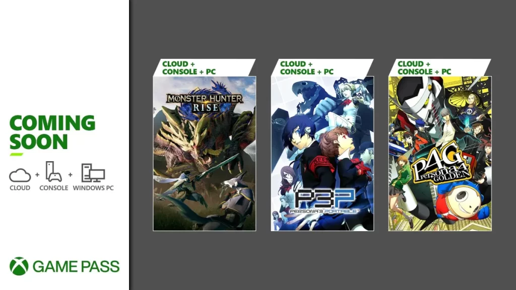 Game Pass w styczniu: Persona 3 Portable, Persona 4 Golden, Monster Hunter Rise