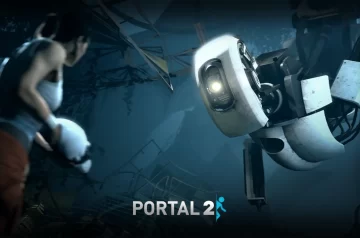 Portal 2 - ekran ładowania gry z Chell i GLaDOS