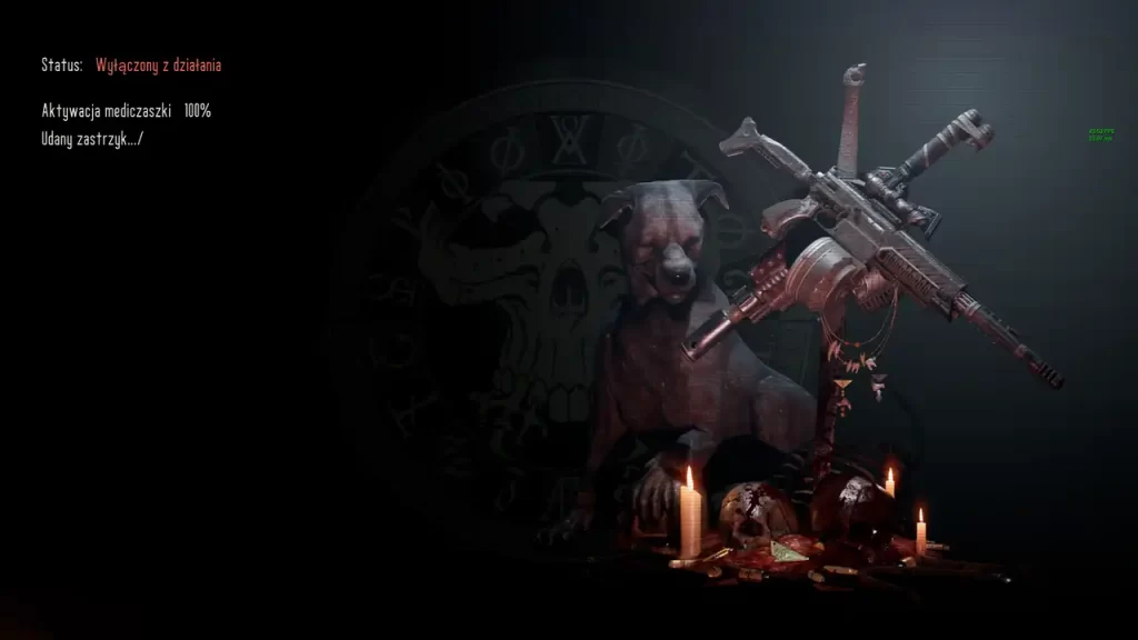 Necromunda: Hired Gun — ekran po użyciu medi czaszki