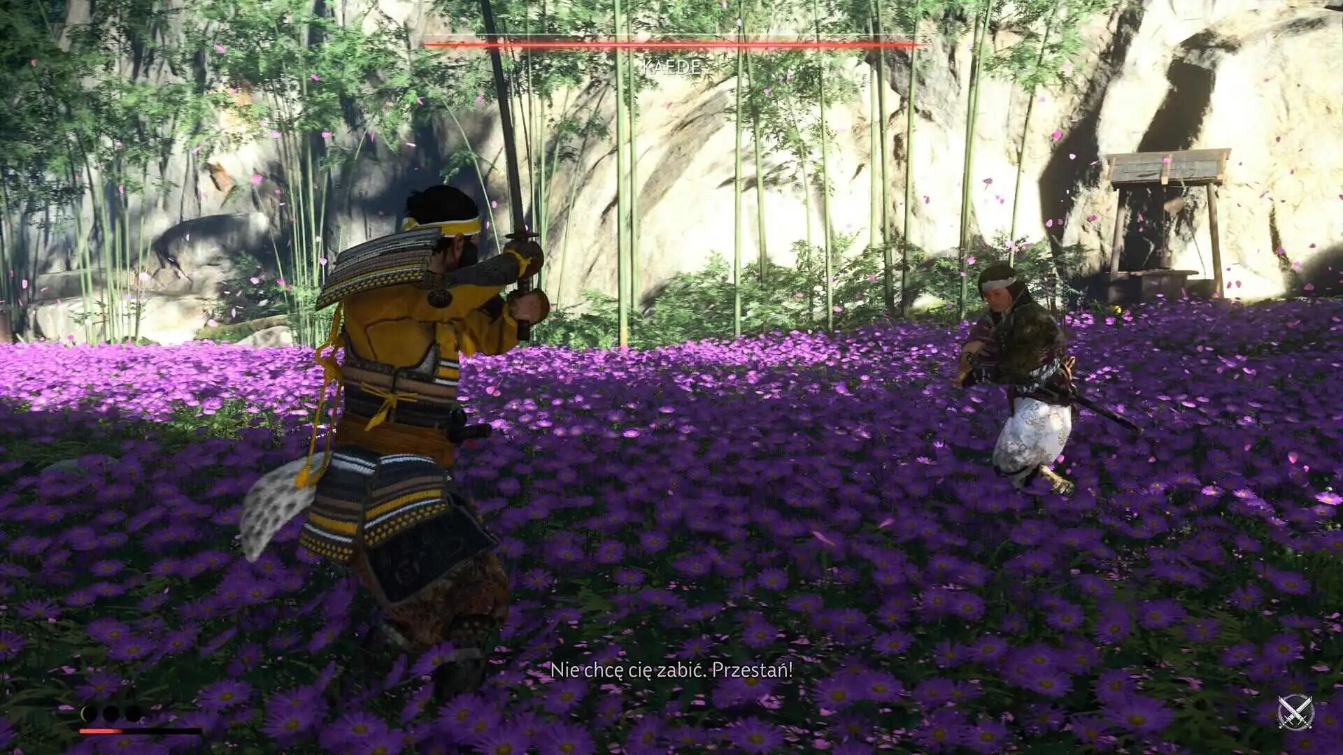 Ghost of Tsushima walka w kwiatkach