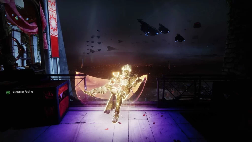 Destiny 2 Upadek Światła Screen 06 - Strażnik na Wieży na tle nocnego nieba.