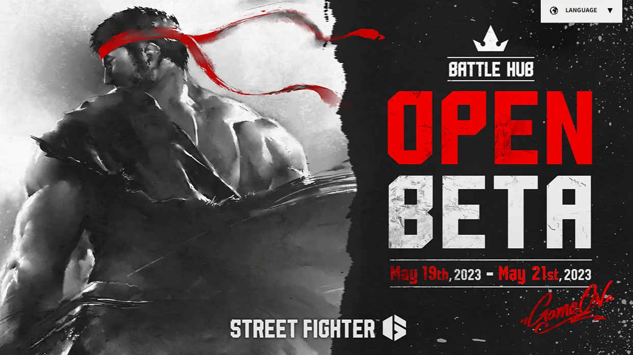 Grafika promująca otwartą betę w grze Street Fighter 6