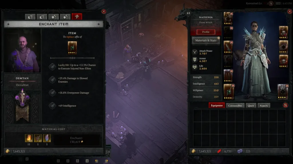 Diablo IV Okultysta Reroll statystyk