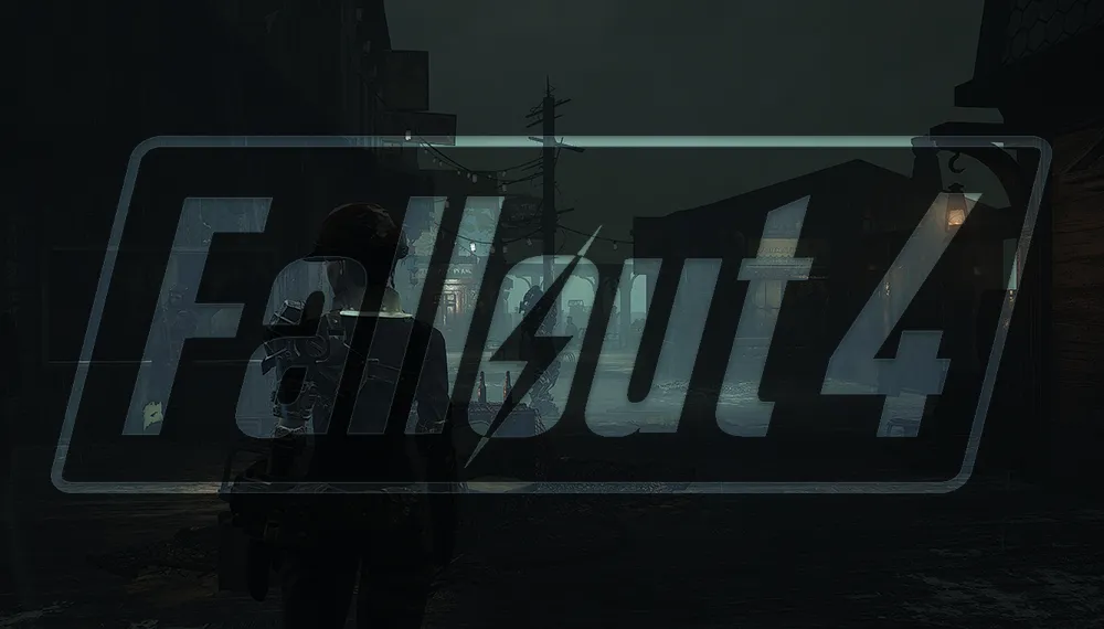 Screen z gry Fallout 4 wraz z logiem.