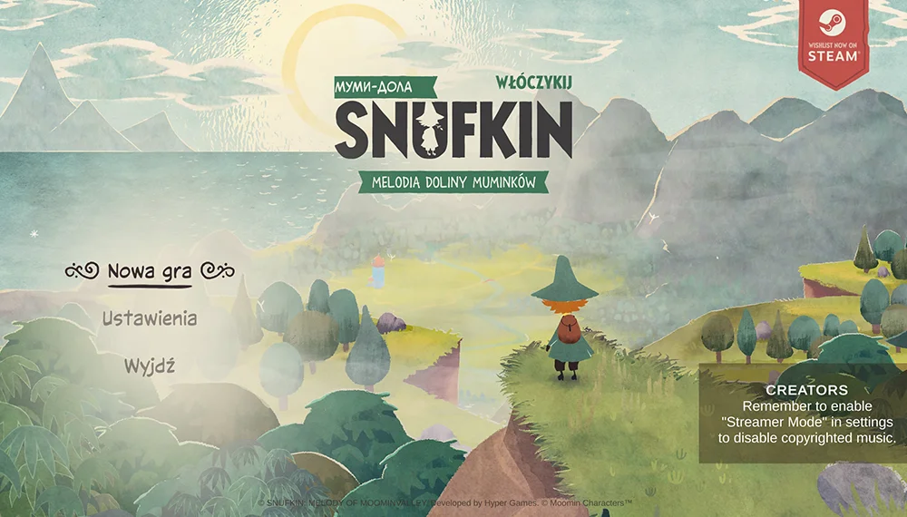 Ekran główny gry Snufkin: Melody of Moominvalley.