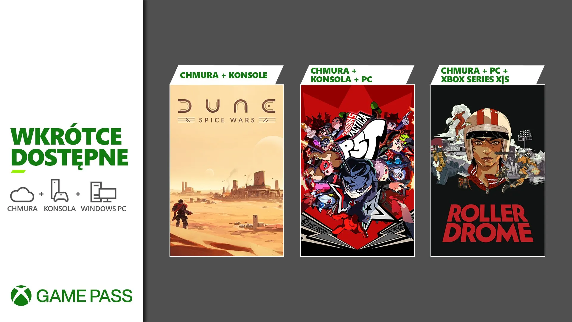Game Pass w listopadzie: Dune: Spice Wars, Persona 5 Tactica oraz Rollerdrome.