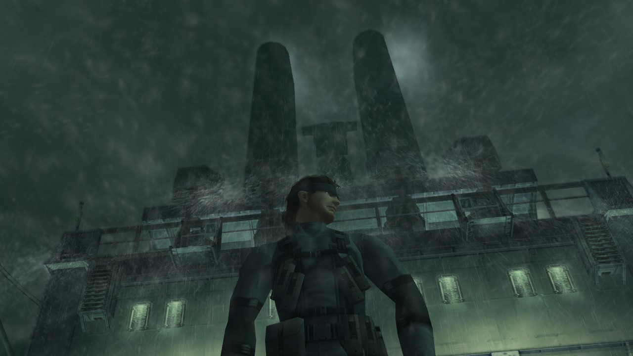 Solid Snake na tle tankowca w Metal Gear Solid 2: Sons of Liberty