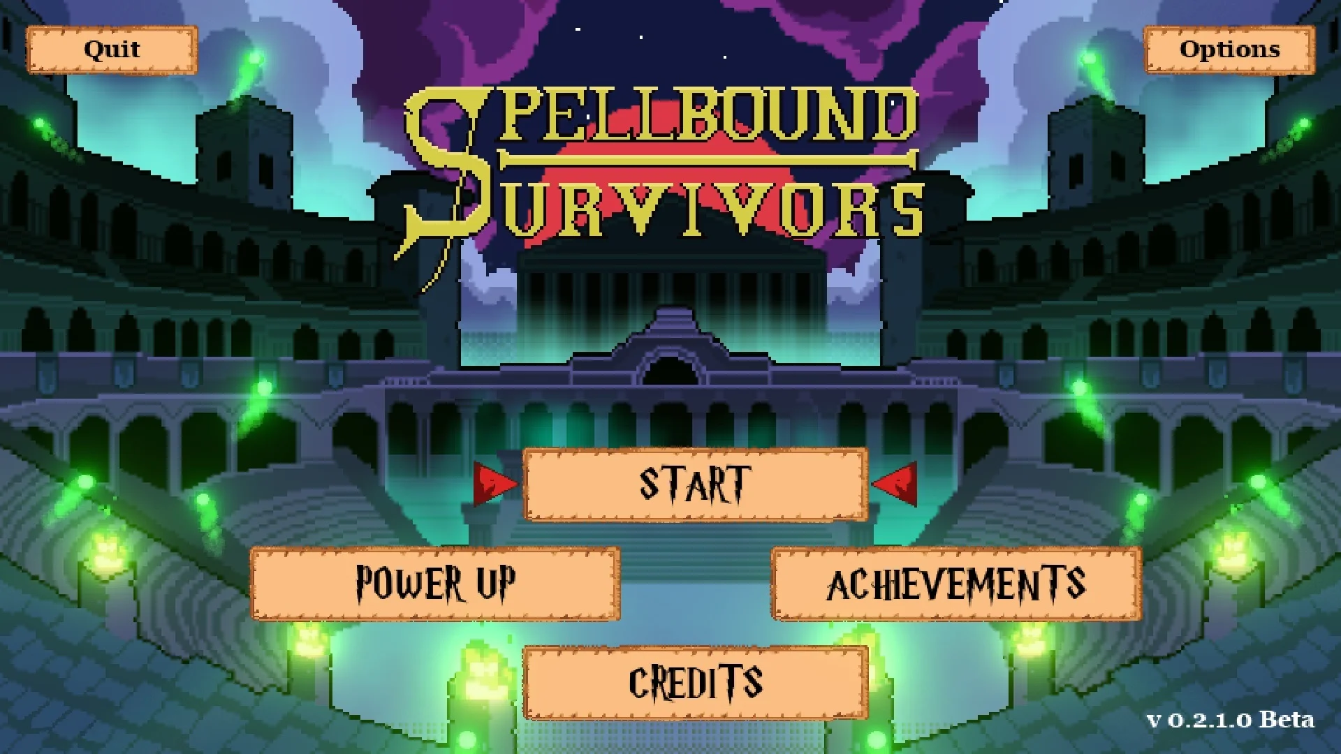 Spellbound Survivors - główne menu
