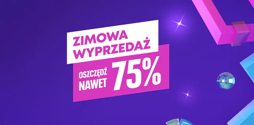 Reklama promocji Zimowa wyprzedaż na tle symboli playstation