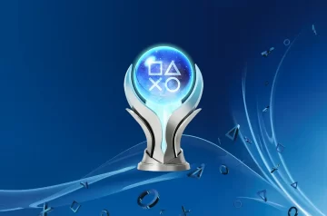 Szybkie platyny na PlayStation — platynowy puchar na niebieskim tle.