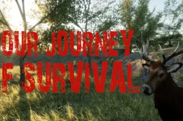 Logo gry Your Journey of Survival obok napisu znajduje się jeleń, a w koło las