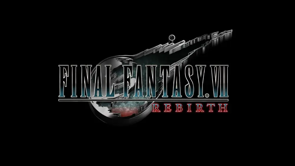 Logo gry Final Fantasy Rebirth na czarnym tle