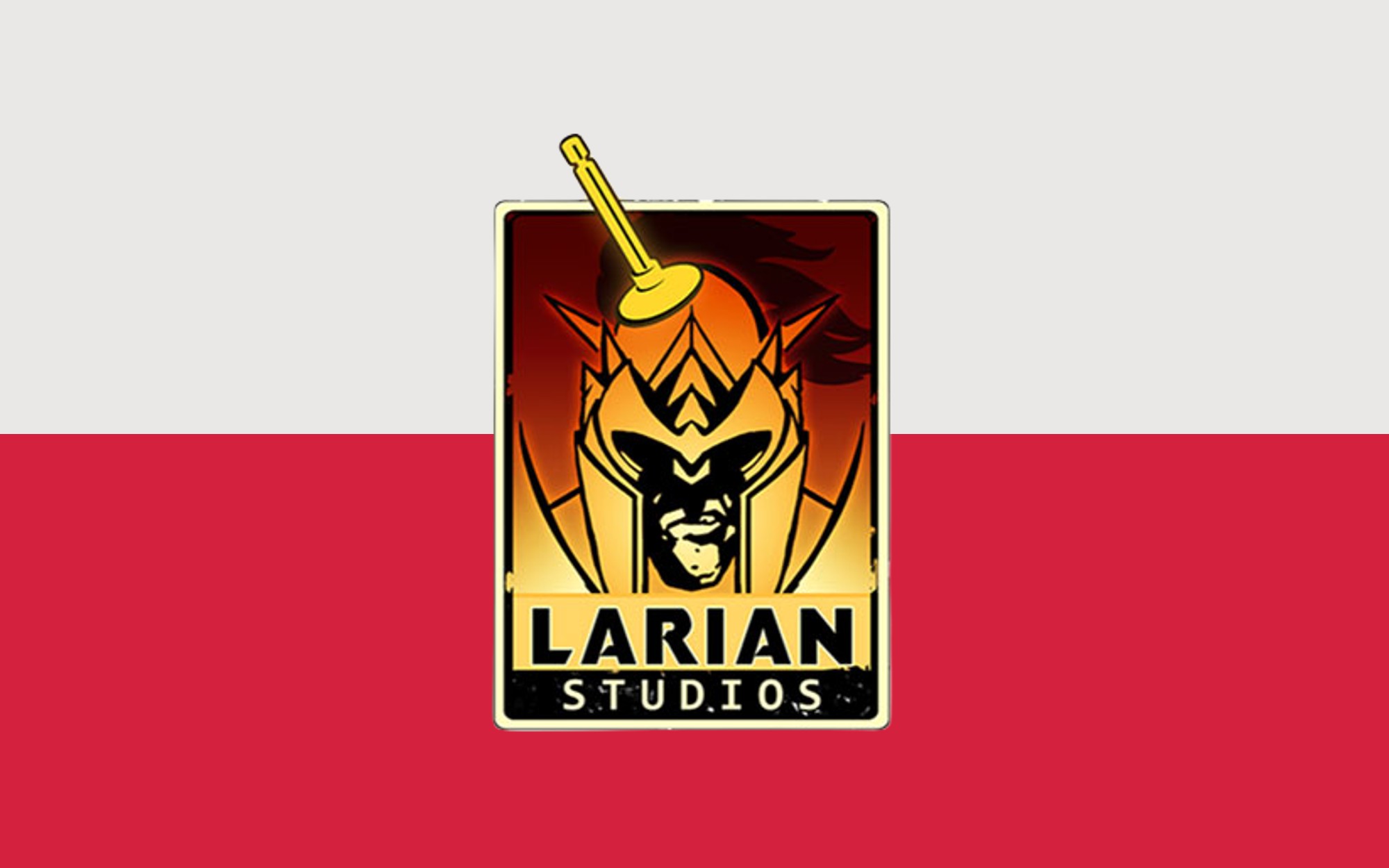 Logo Larian Studios na polskiej fladze.