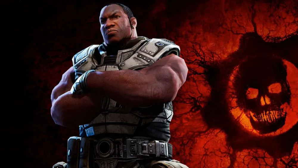 Augustus Cole, czarnoskóry i potężny żołnierz w lekkiej zbroi z Gears of War