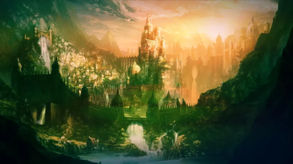 Screen z gry Silence: The Whispered World 2. Obrazek przedstawia majestatyczny zamek w dolinie otoczonej górami. Zamek zbudowany jest z kamienia i posiada kilka wież. Otoczony jest fosą, która zapewnia dodatkową ochronę. W tle widać wysokie góry, które dodają krajobrazowi majestatu. Na niebie świeci słońce, a w dolinie rosną drzewa. Po prawej stronie płynie rzeka, która dodaje uroku temu idyllicznemu miejscu.