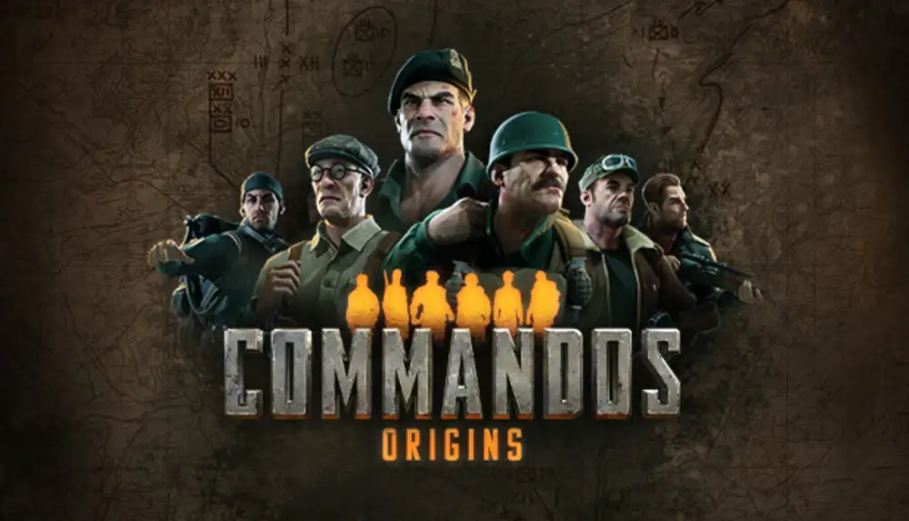 Zwiastun Commandos: Origins — logo gry wraz z głównymi bohaterami