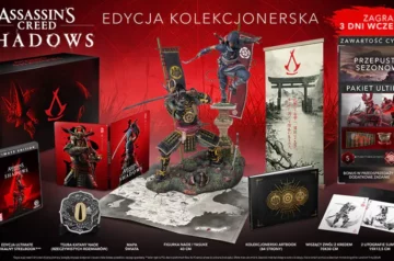 Zawartość kolekcjonerki do Assassin's Creed Shadows w tym figurka, steelbook, artbook, gra i mapa