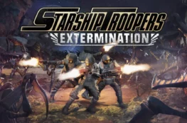 Okładka Starship Troopers: Extermination. Grupa żołnierzy Mobilnej Piechoty otoczona przez arachnidy.
