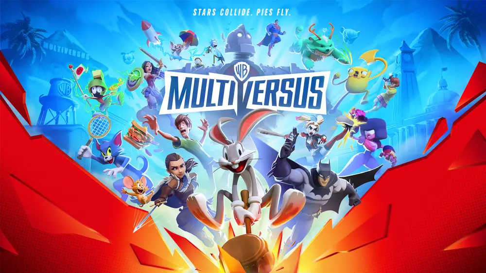 Wczesny dostęp Mutiversus — logo oraz postacie z gry.