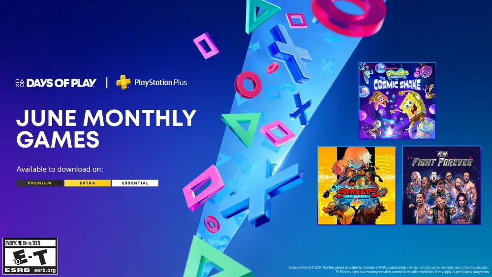 Gry w PlayStation Plus na Czerwiec 2024 w tym SpongeBob Squarepants: Cosmic Shake, Street of Rage 4 i AEW Fight Forever