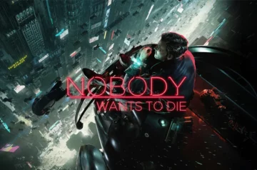 Nobody Wants to Die - mroczna gra akcji w futurystycznym Nowym Jorku. Zdjęcie przedstawia motocyklistę jadącego przez mroczne, futurystyczne miasto.