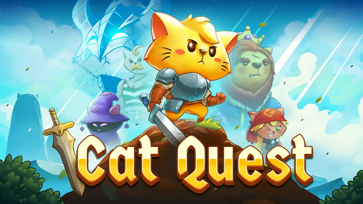 Logo oraz ekran tytułowy gry Cat Quest.