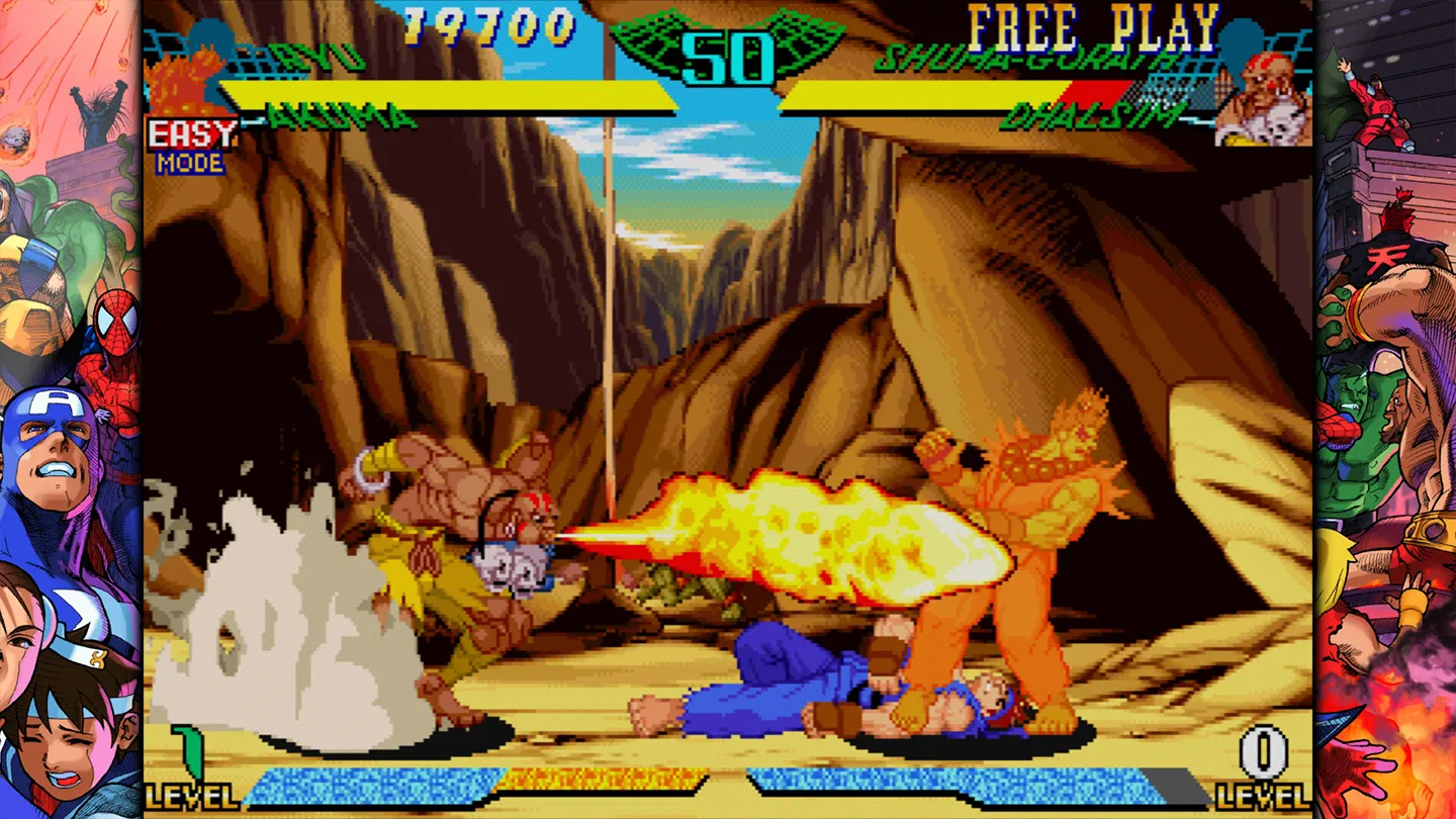 Screen z jednej gier kolekcji Marvel vs. Capcom Fighting Collection: Arcade Classics.