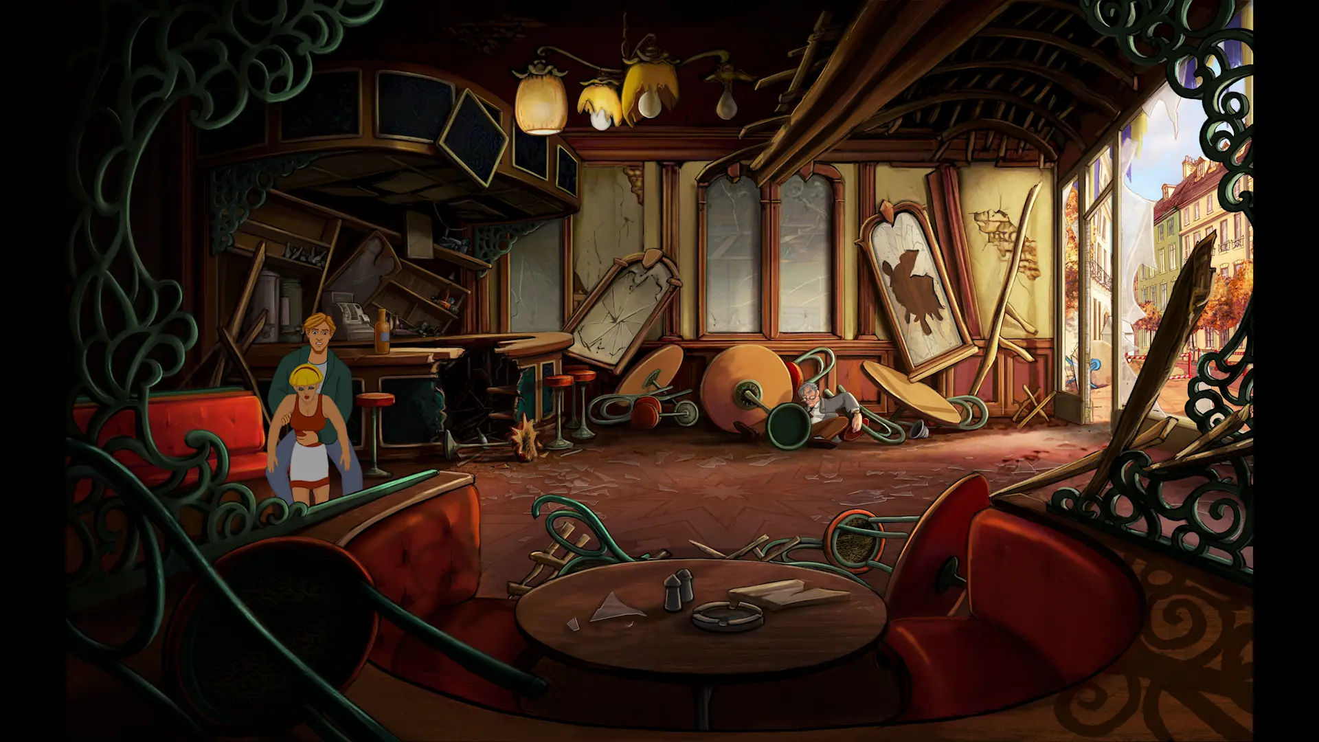 Shadow of the Templars - zniszczona kawiarnia