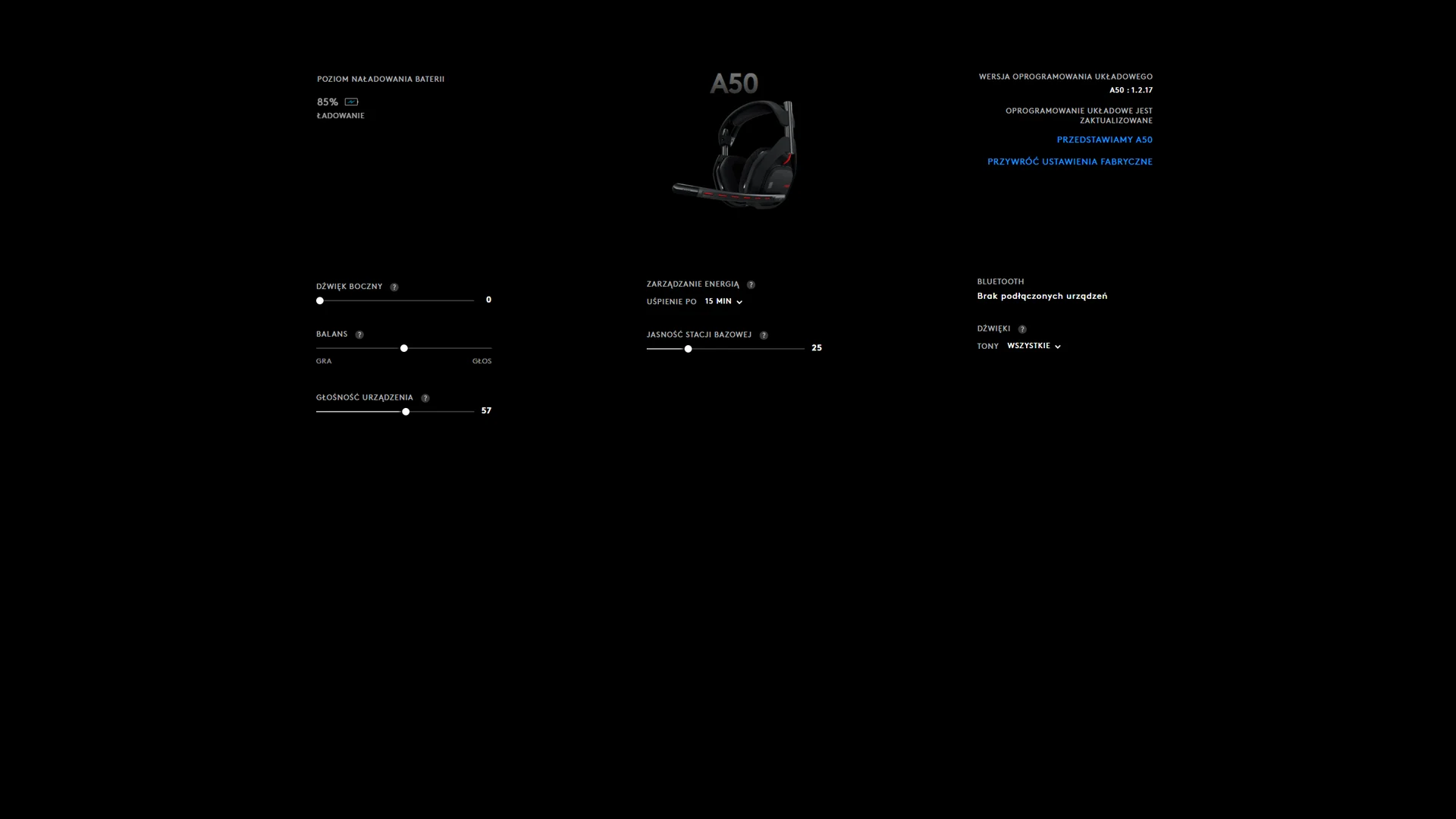 Desktopowa aplikacja G-HUB.