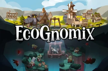 Logo gry Ecognomix. Obrazek przedstawia powierzchnię i podziemia dostępne w grze