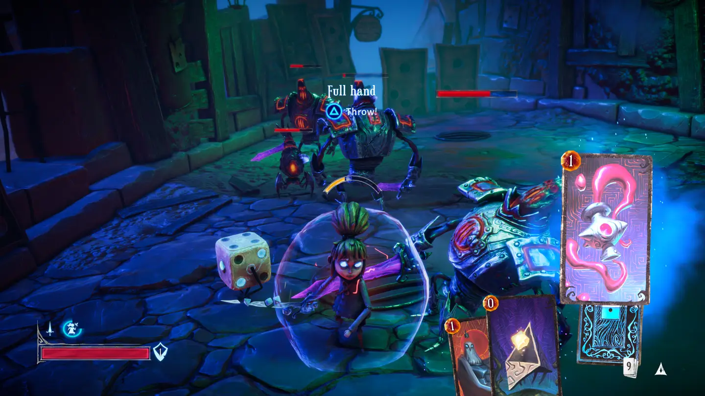 Zrzut ekranu z gry Lost in Random - Even podczas walki z kiloma przeciwnikami.