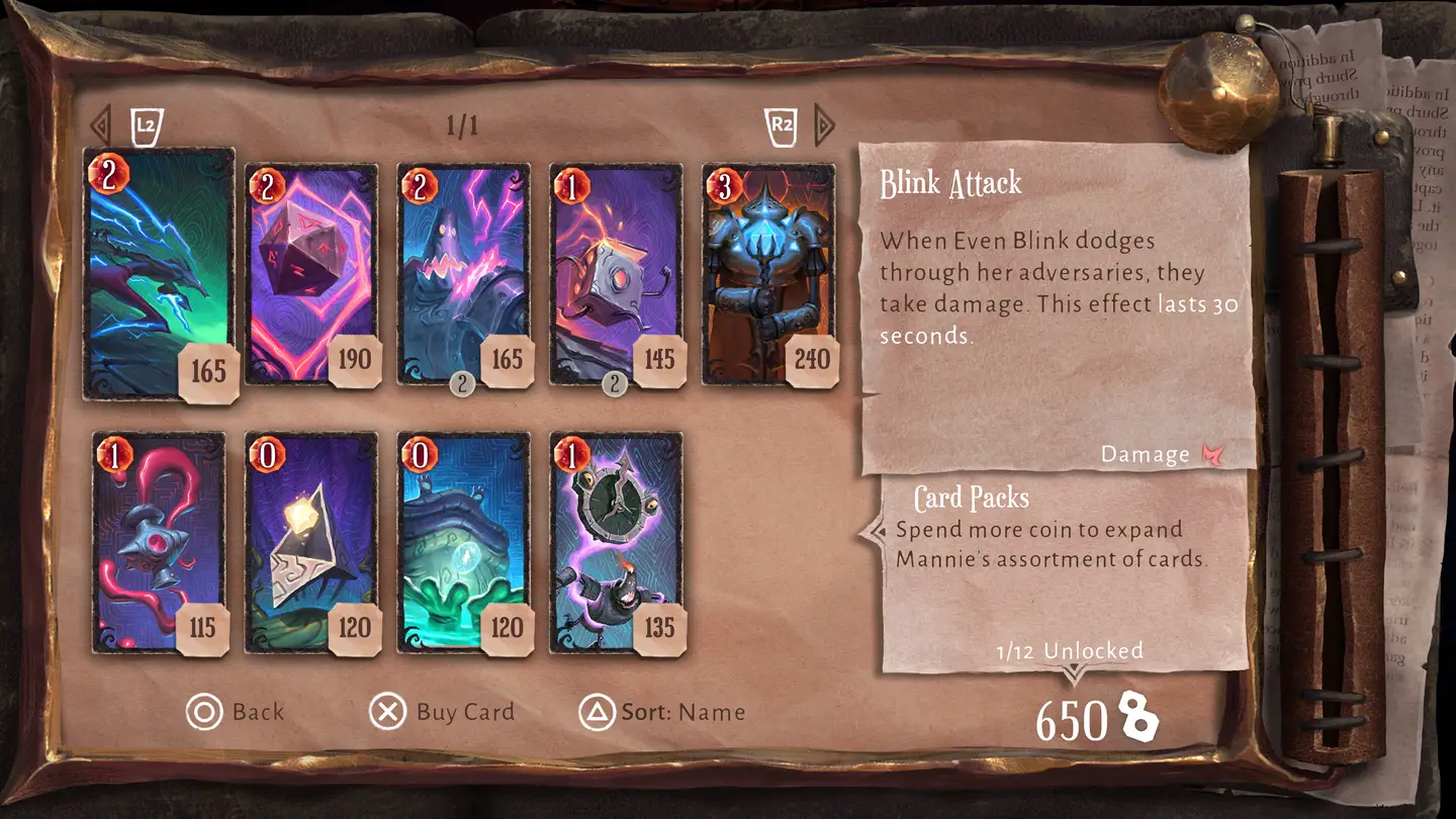 Zrzut ekranu z gry Lost in Random - sklep z kartami.