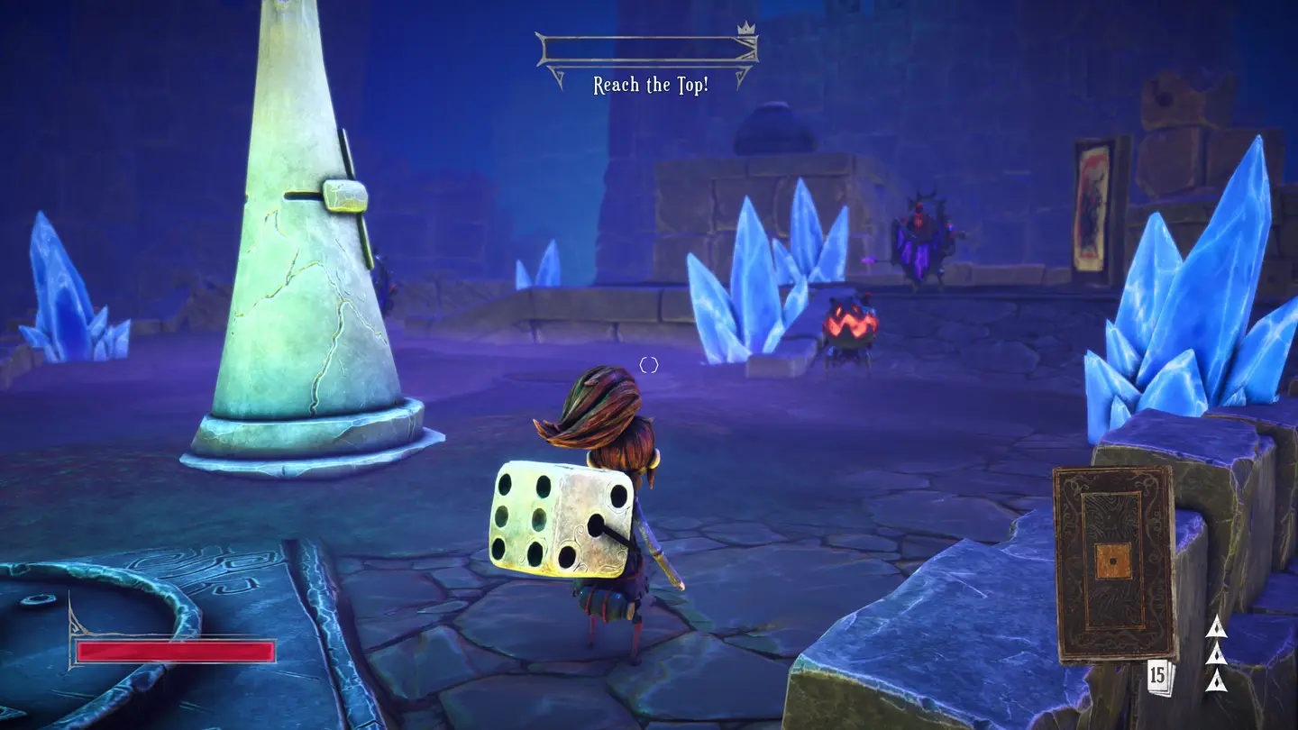 Zrzut ekranu z gry Lost in Random - wiodk jednego z plac&oacute;w boju.