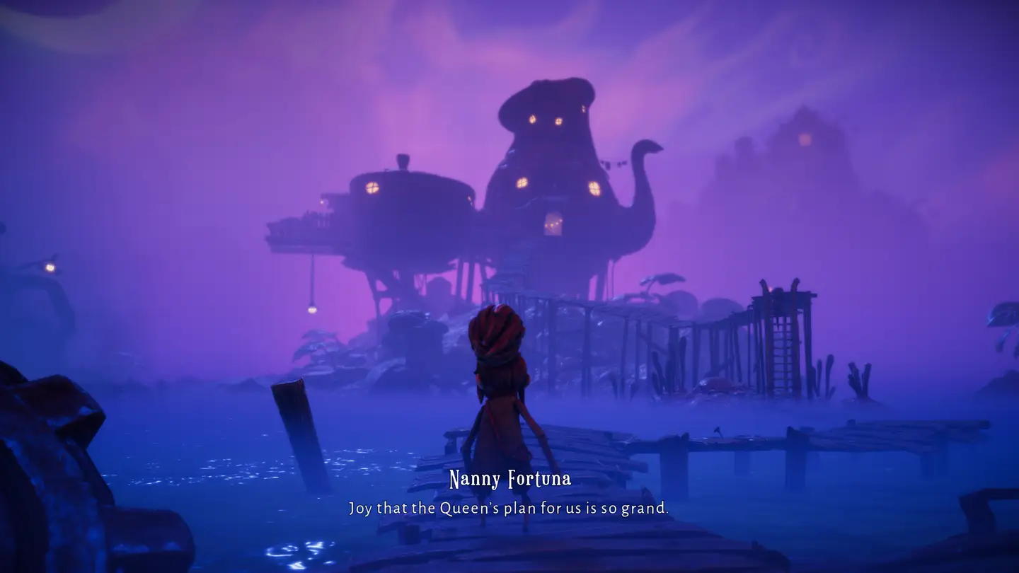 Zrzut ekranu z gry Lost in Random - widok na miasto Onecroft.