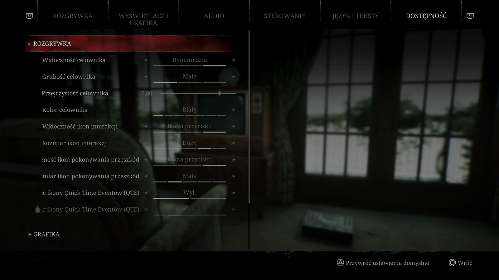 Ustawienia dostępności w Silent Hill 2 - Teksty.