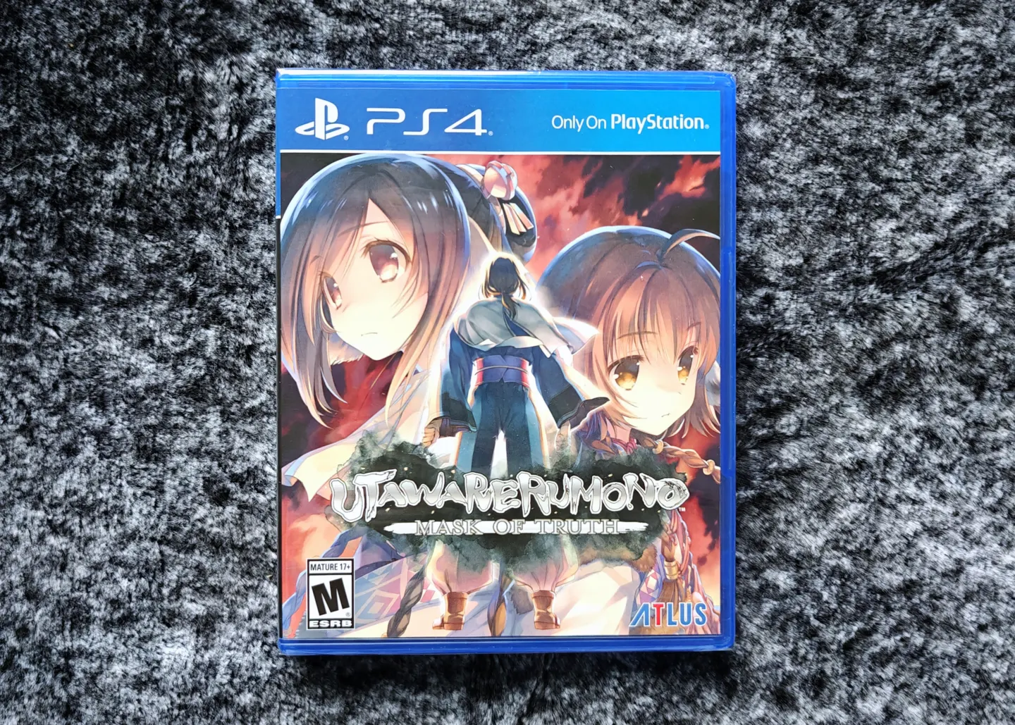 Pudełko z grą Utawarerumono Mask of Truth, wydanie amerykańskie, na konsolę PlayStation 4.
