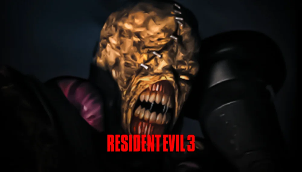 Grafika z gry Resident Evil 3 z Nemesisem w tle