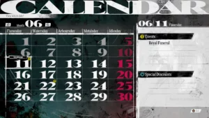 Ekran kalendarza z gry Metaphor ReFantazio.