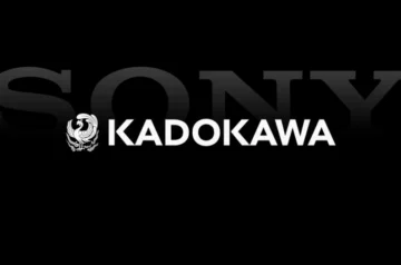 Logo Kadokawa z wyłaniającym się za nim logiem Sony.