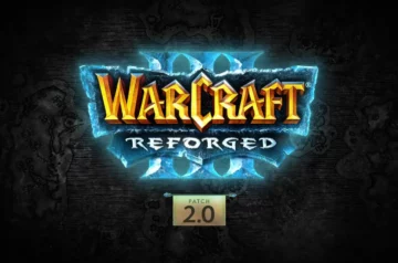 Obraz przedstawia logo gry "WarCraft III: Reforged", stworzóne z wyrazistych, metalicznych kształtów i z efektownym, lodowatym niebieskim tłem. Logo wskazuje na odświeżoną i ulepszoną wersję klasycznej strategii czasu rzeczywistego.