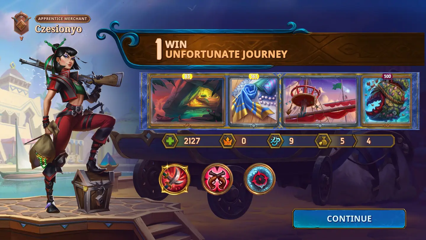 Zrzut ekranu z gry The Bazaar. Ekran podsumowujący przegraną.