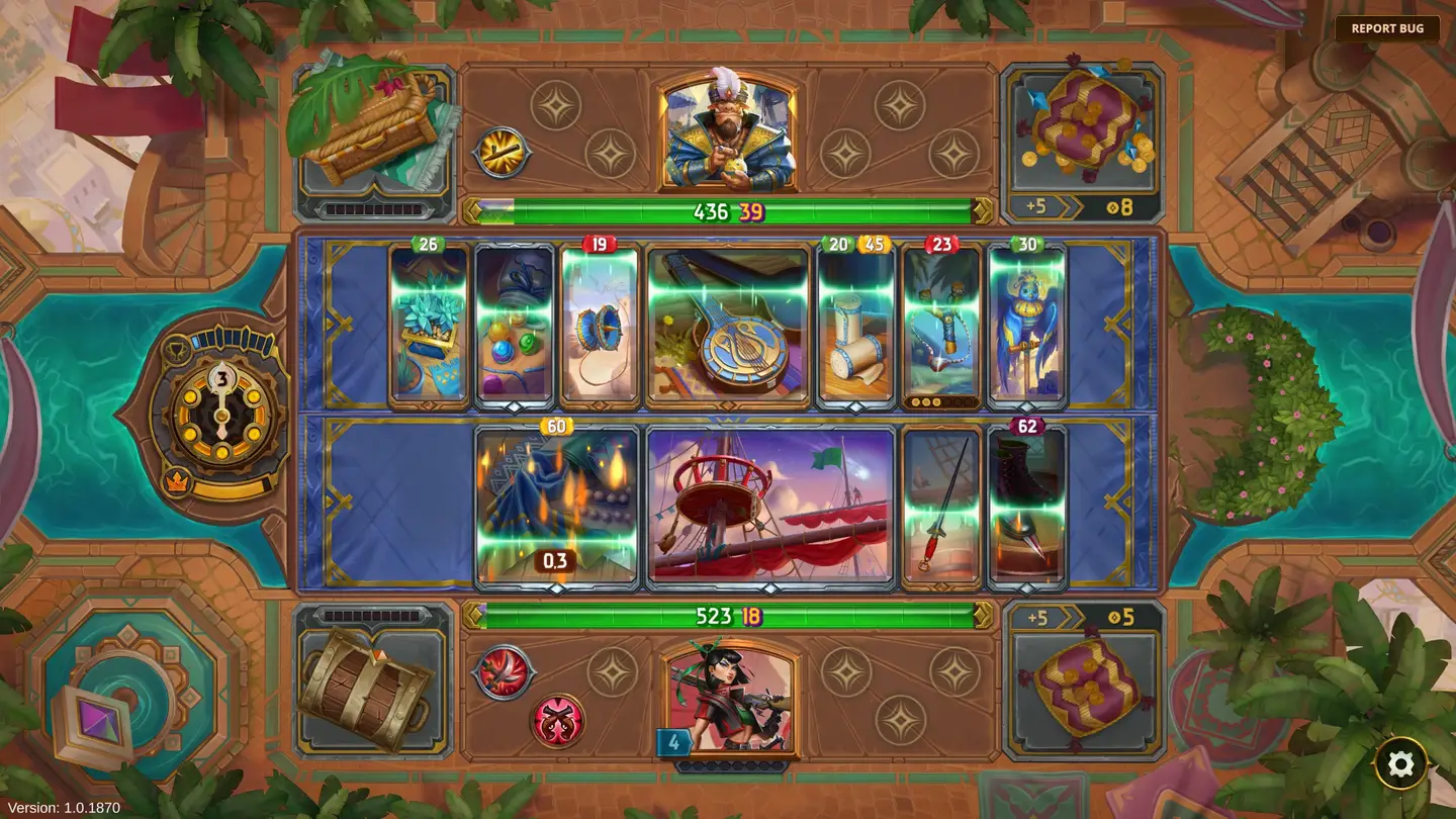 Zrzut ekranu z gry The Bazaar. Ekran walki.