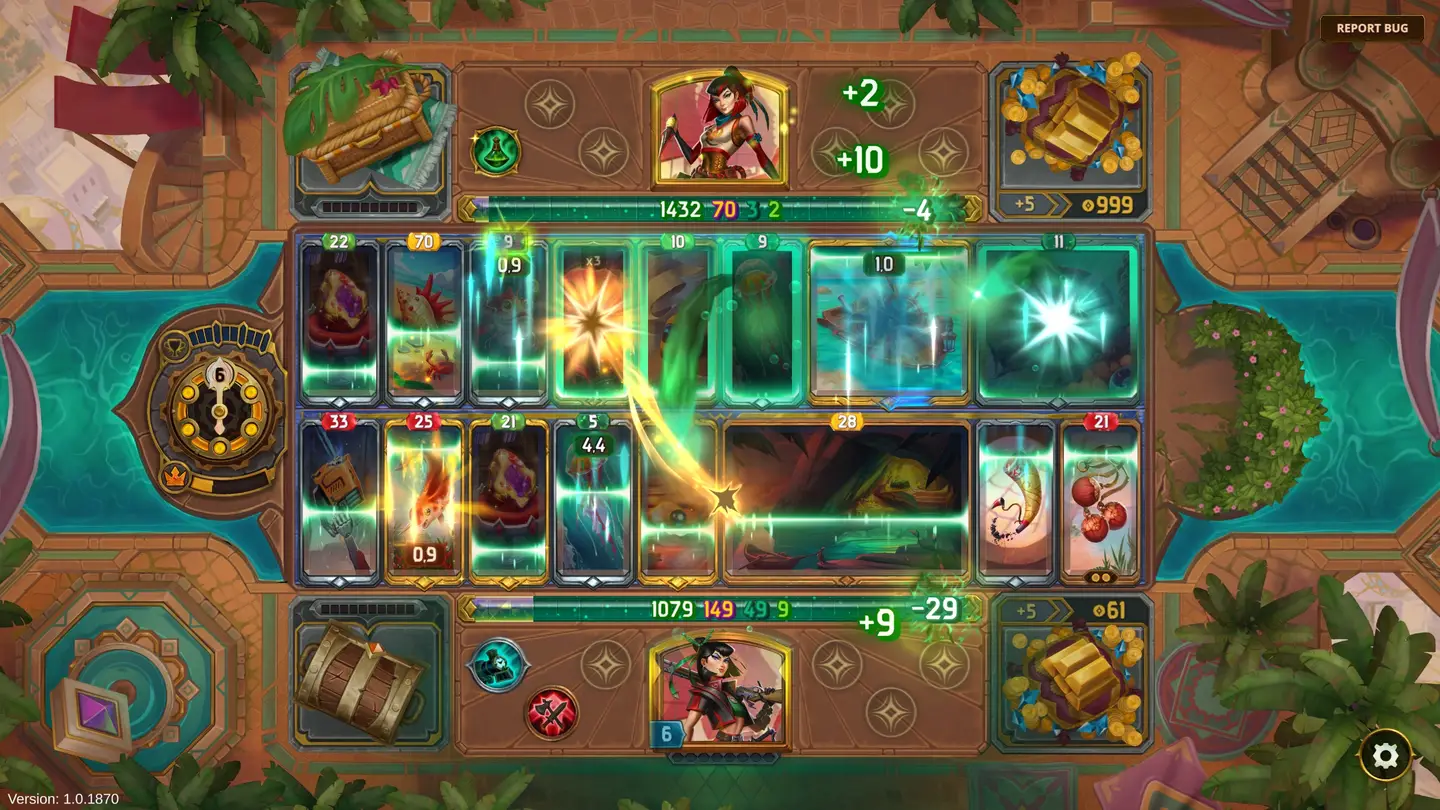 Zrzut ekranu z gry The Bazaar. Ekran walki.