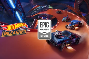 Epic Games Store udostępnia za darmo Hot Wheels Unleashed - grafika promocyjna przedstawia wyścigowy tor z charakterystycznymi pomarańczowymi elementami Hot Wheels i samochodami wykonującymi akrobacje na zakrętach i pętlach
