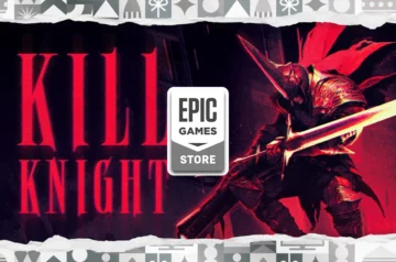 Epic Games Store udostępnia za darmo grę KILL KNIGHT - grafika promocyjna przedstawia mrocznego rycerza z mieczem w czerwonej, stylizowanej oprawie artystycznej z ozdobnymi ornamentami na krawędziach