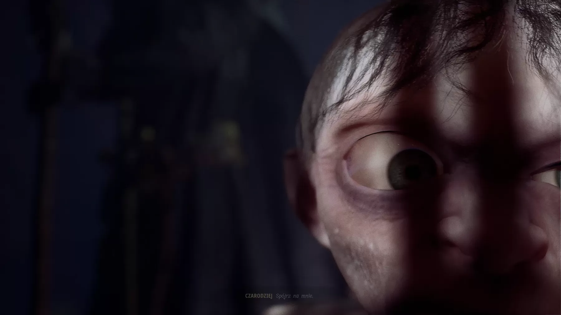 Gollum eksplorujący mroczne i niebezpieczne korytarze.